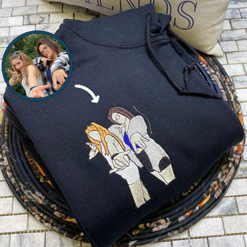 Embroidered Best Friends Hoodie with Photo & Name - Friendship Gift