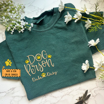 Embroidered Dog Person T-Shirt with Pet Names - Dog Lover Gift