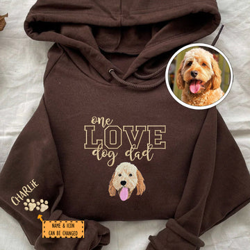 Embroidered One Love Dog Dad Hoodie - Pet Father Gift
