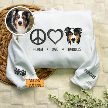 Embroidered Peace Love Pet Hoodie with Names - Pet Lover Gift