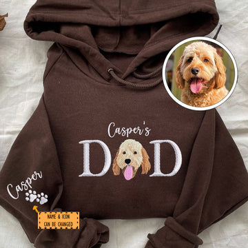 Embroidered Pet Dad Hoodie with Pet Name - Dog Father Gift
