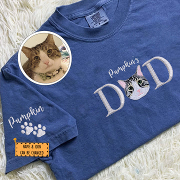 Embroidered Pet Dad T-Shirt with Pet Name - Dog Father Gift