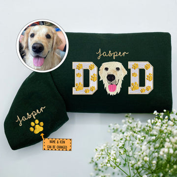 Embroidered Pet Dad Sweatshirt with Pet Photo - Dog Father Gift