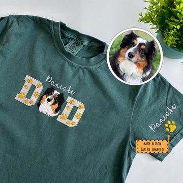 Embroidered Pet Dad T-Shirt with Pet Photo - Dog Father Gift