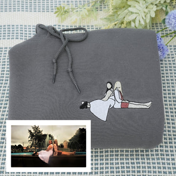 Embroidered Aunt Portrait Hoodie - Aunt Gift