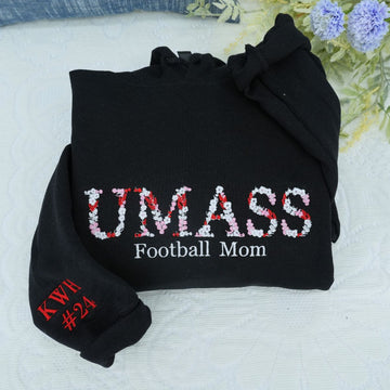Embroidered College Hoodie with Floral Embroidery - University Graduate Gift