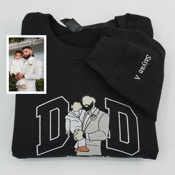 Embroidered Dad & Son Photo Hoodie - Father Son Gift