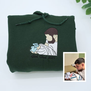 Embroidered Daughter Portrait Photo Hoodie - Gift for Daughter