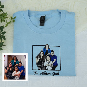 Embroidered Grammy Portrait Hoodie - Grandma Gift