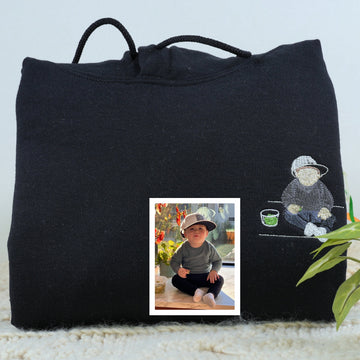 Embroidered Grandson Portrait Hoodie - Grandson Gift