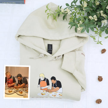 Embroidered Uncle Portrait Hoodie - Uncle Gift