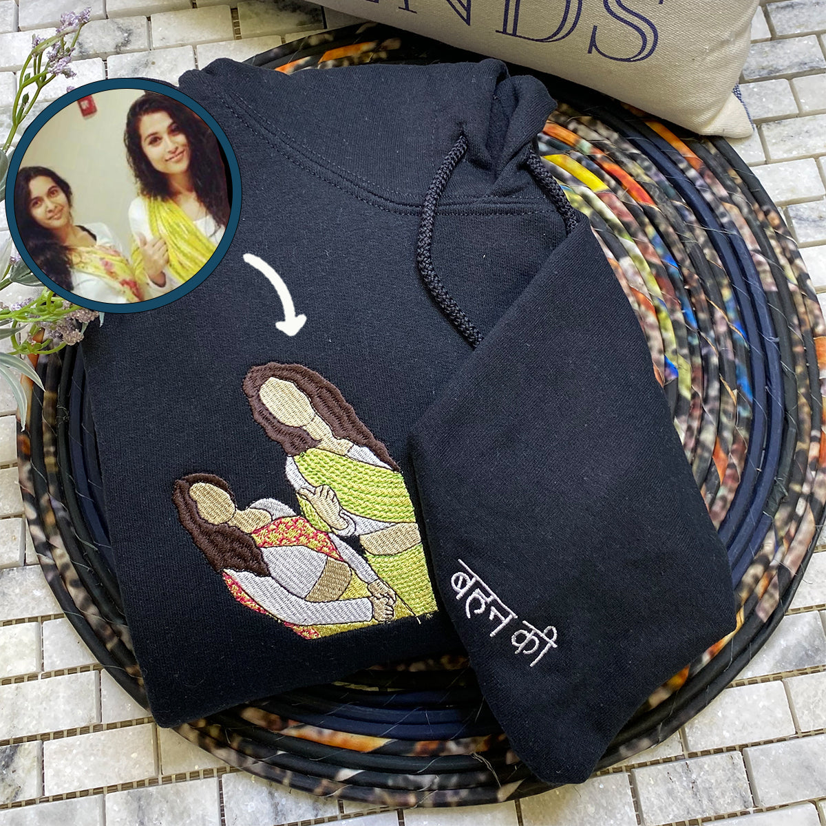 Embroidered Best Friends Hoodie with Photo & Name - Friendship Gift