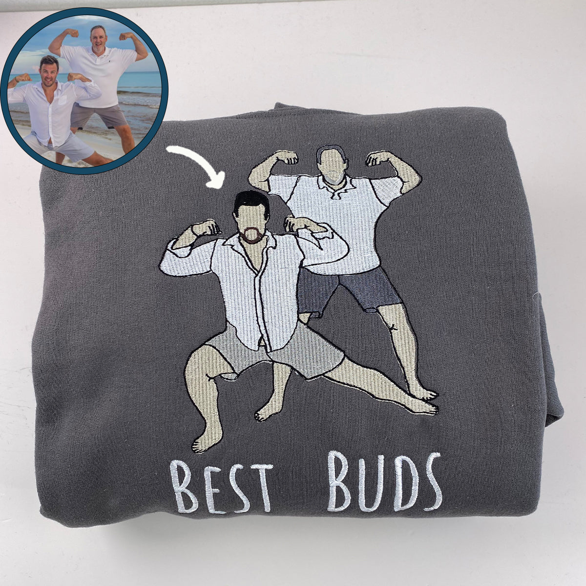 Embroidered Best Friends Hoodie with Photo & Name - Friendship Gift