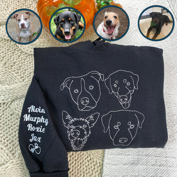 Embroidered Dog Face Hoodie with Pet Photo & Name - Dog Gift