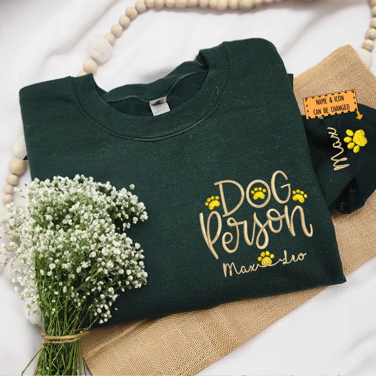Embroidered Dog Person Sweatshirt with Pet Names - Dog Lover Gift