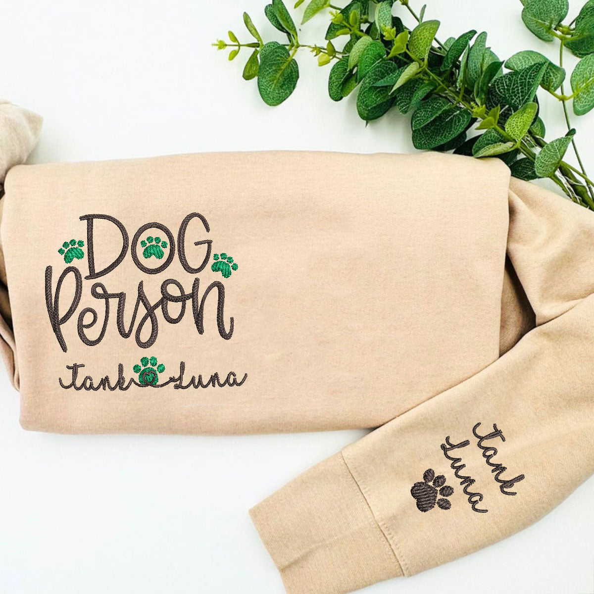 Embroidered Dog Person Sweatshirt with Pet Names - Dog Lover Gift