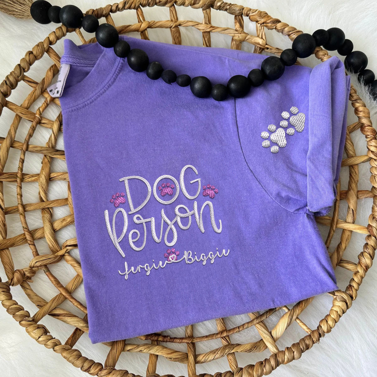 Embroidered Dog Person T-Shirt with Pet Names - Dog Lover Gift