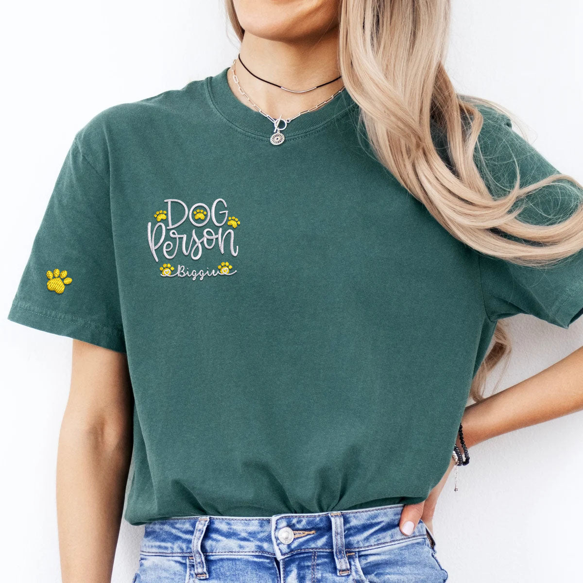 Embroidered Dog Person T-Shirt with Pet Names - Dog Lover Gift