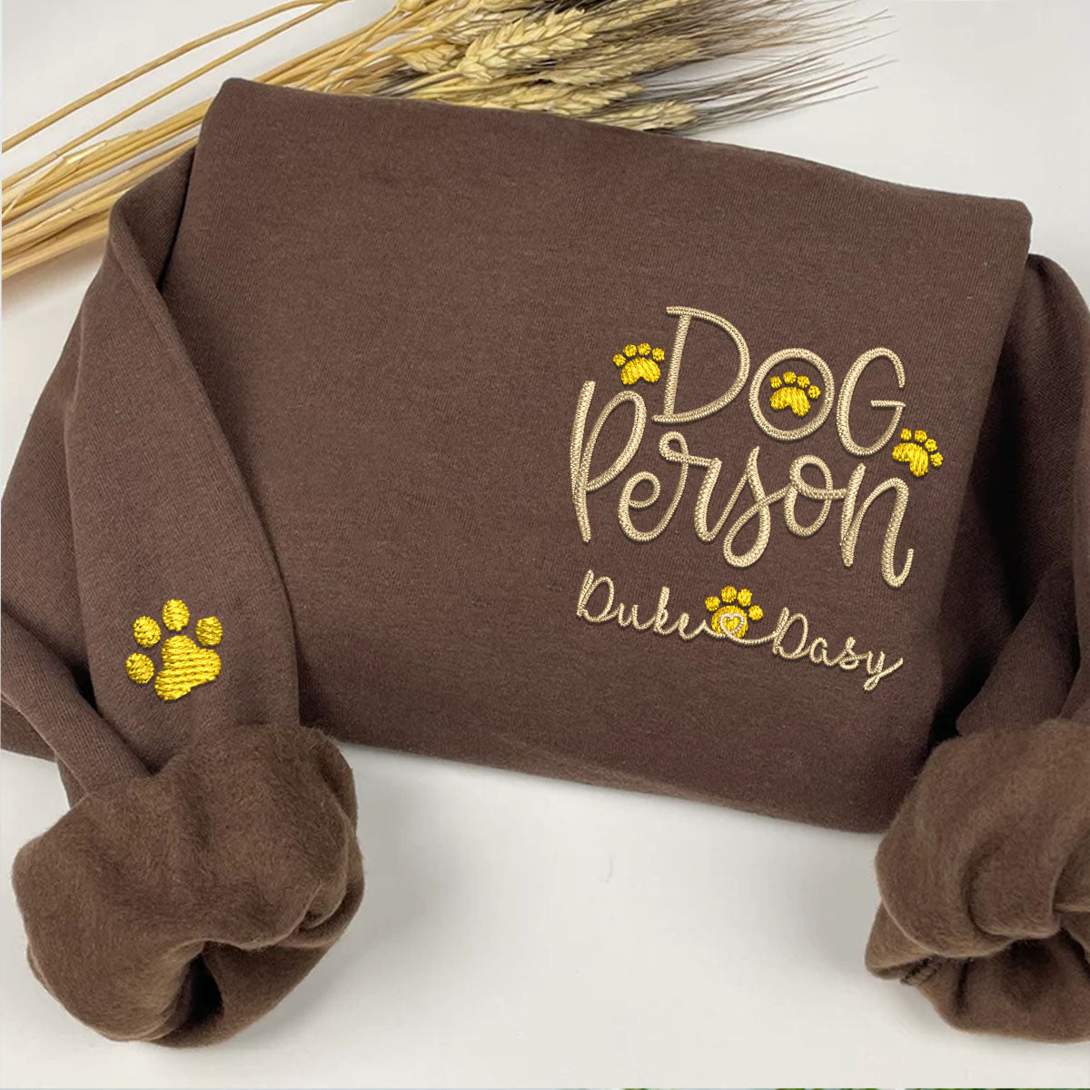 Embroidered Dog Person Sweatshirt with Pet Names - Dog Lover Gift