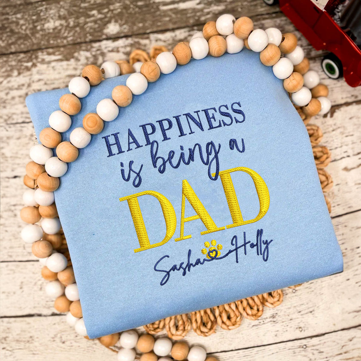 Embroidered Dad Sweatshirt with Kids Names - Personalized Father's Day Gift