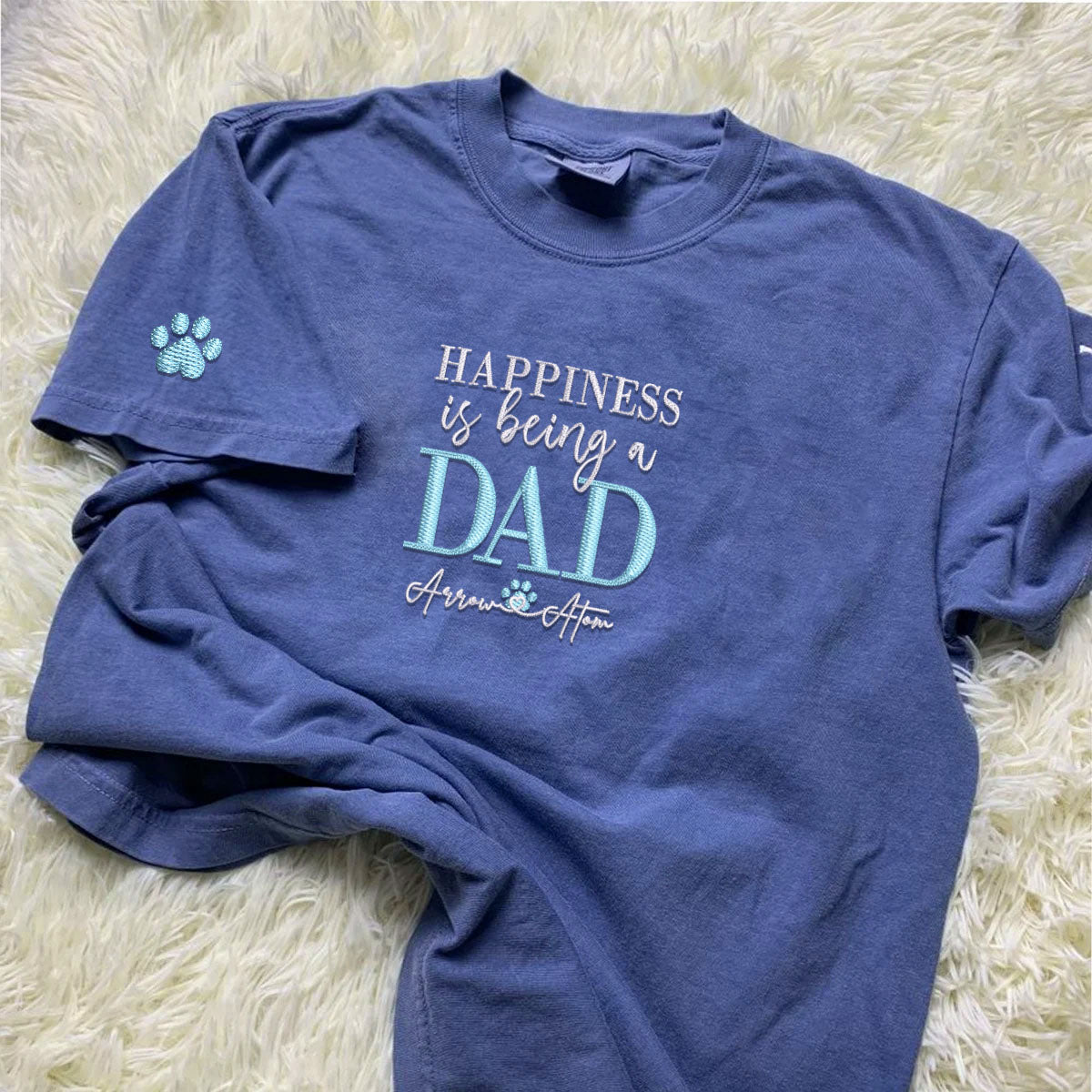 Embroidered Dad T-Shirt with Kids Names - Personalized Father's Day Gift