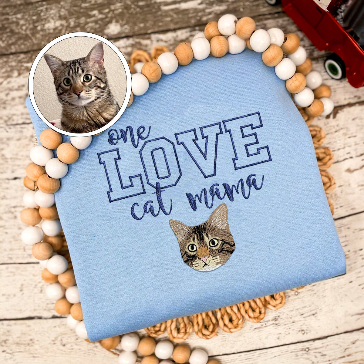 Embroidered One Love Cat Mama Hoodie - Cat Mother Gift