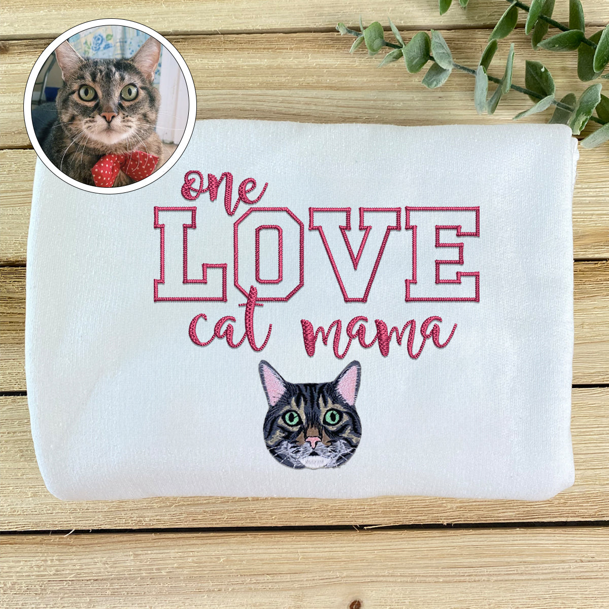 Embroidered One Love Cat Mama Hoodie - Cat Mother Gift