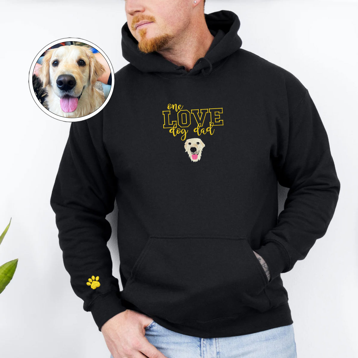 Embroidered One Love Dog Dad Hoodie - Pet Father Gift