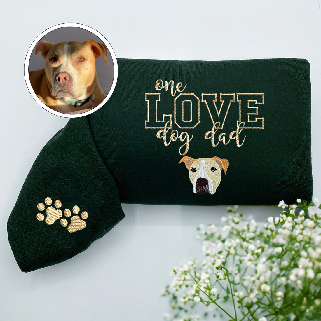 Embroidered One Love Dog Dad Sweatshirt - Pet Father Gift