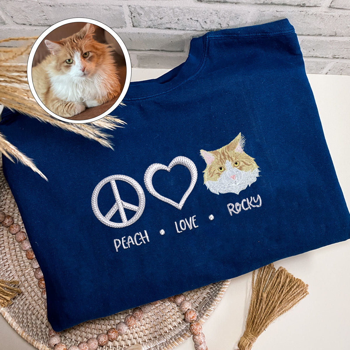 Embroidered Peace Love Pet T-Shirt with Names - Pet Lover Gift
