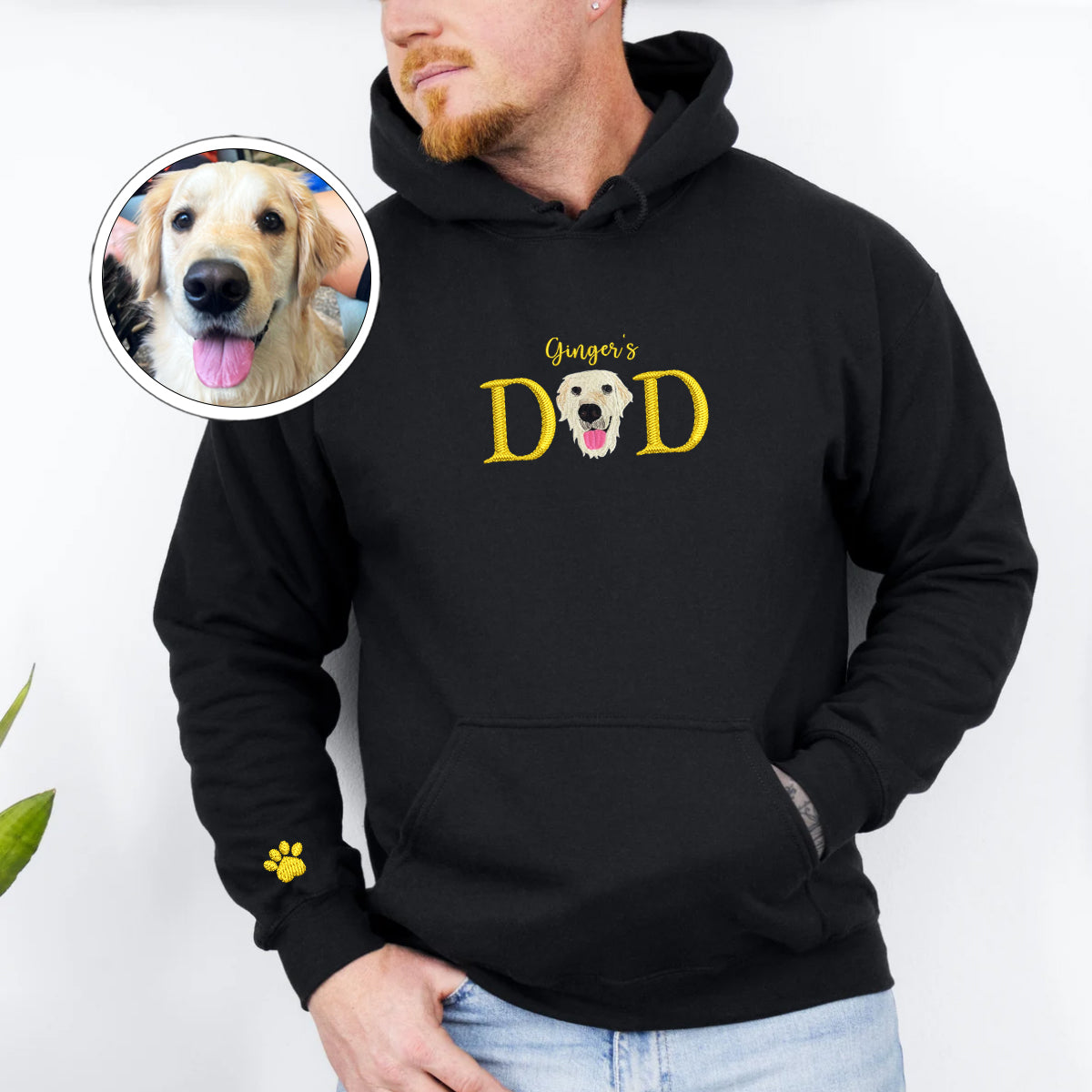 Embroidered Pet Dad Hoodie with Pet Name - Dog Father Gift