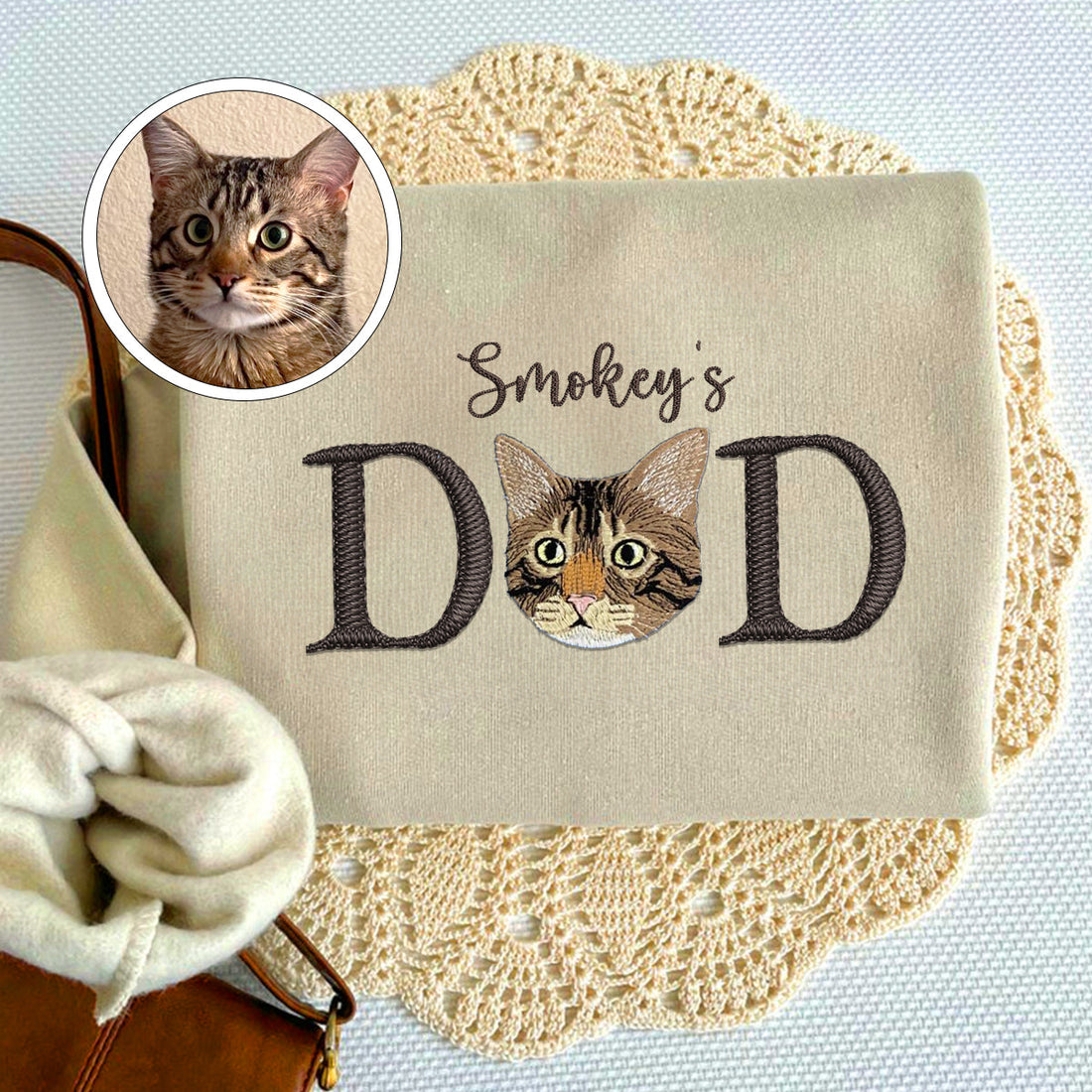 Embroidered Pet Dad Sweatshirt with Pet Name - Dog Father Gift
