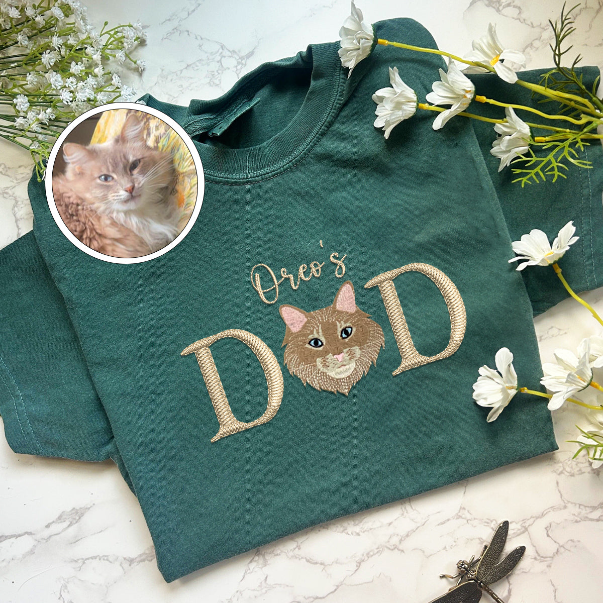 Embroidered Pet Dad T-Shirt with Pet Name - Dog Father Gift
