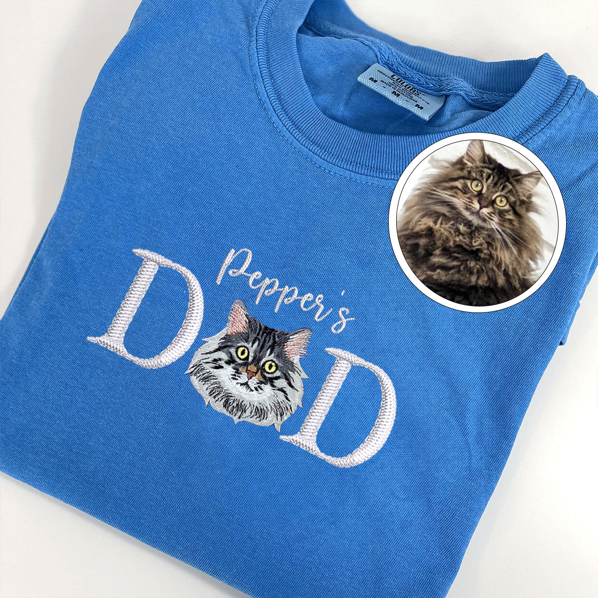 Embroidered Pet Dad T-Shirt with Pet Name - Dog Father Gift