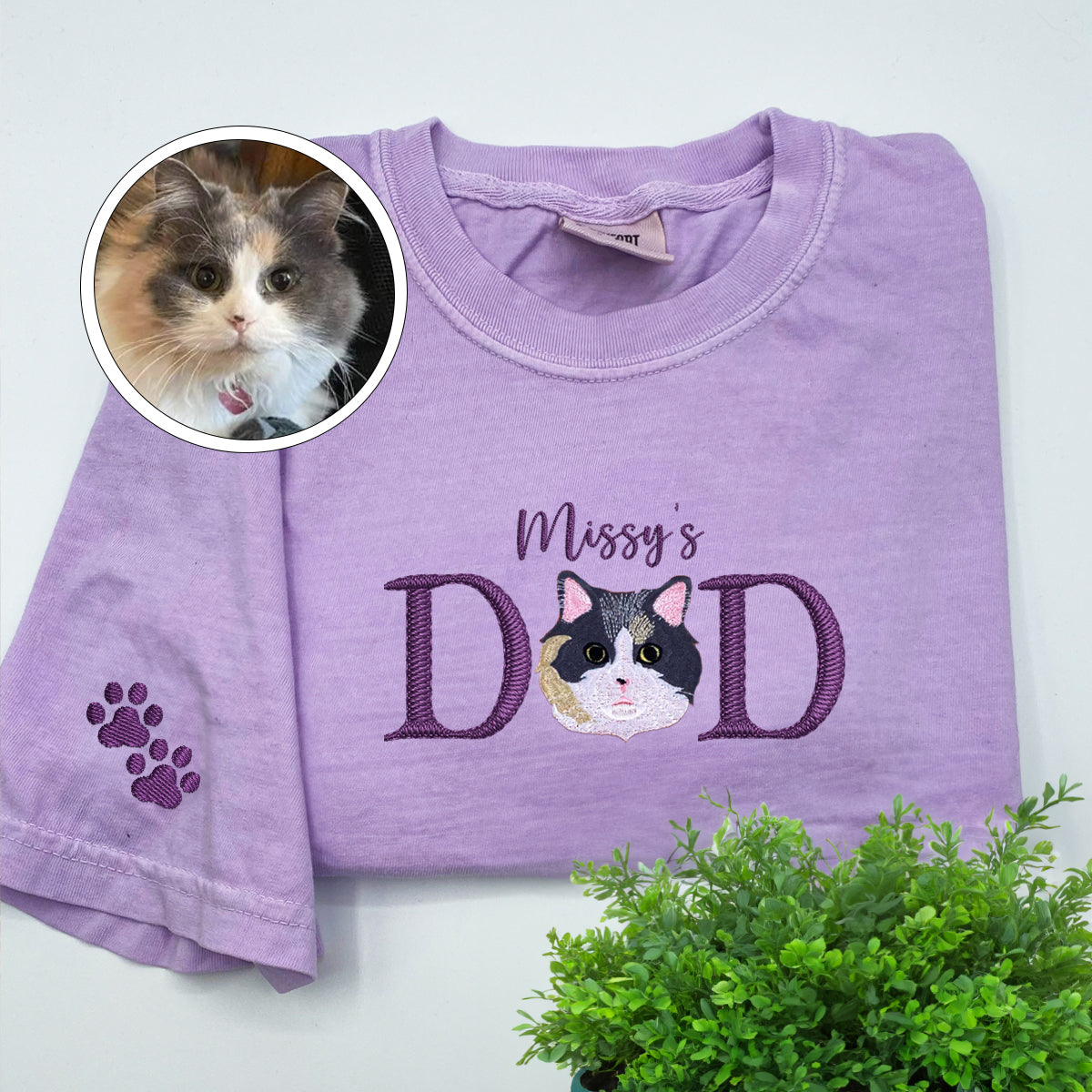 Embroidered Pet Dad T-Shirt with Pet Name - Dog Father Gift