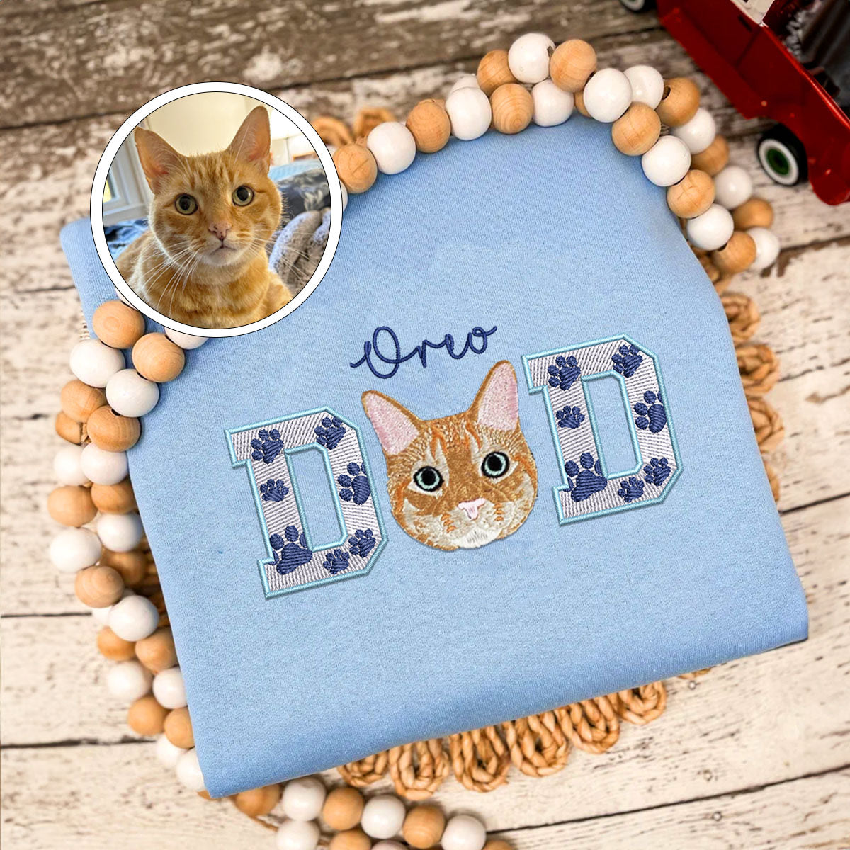 Embroidered Pet Dad Sweatshirt with Pet Photo - Dog Father Gift