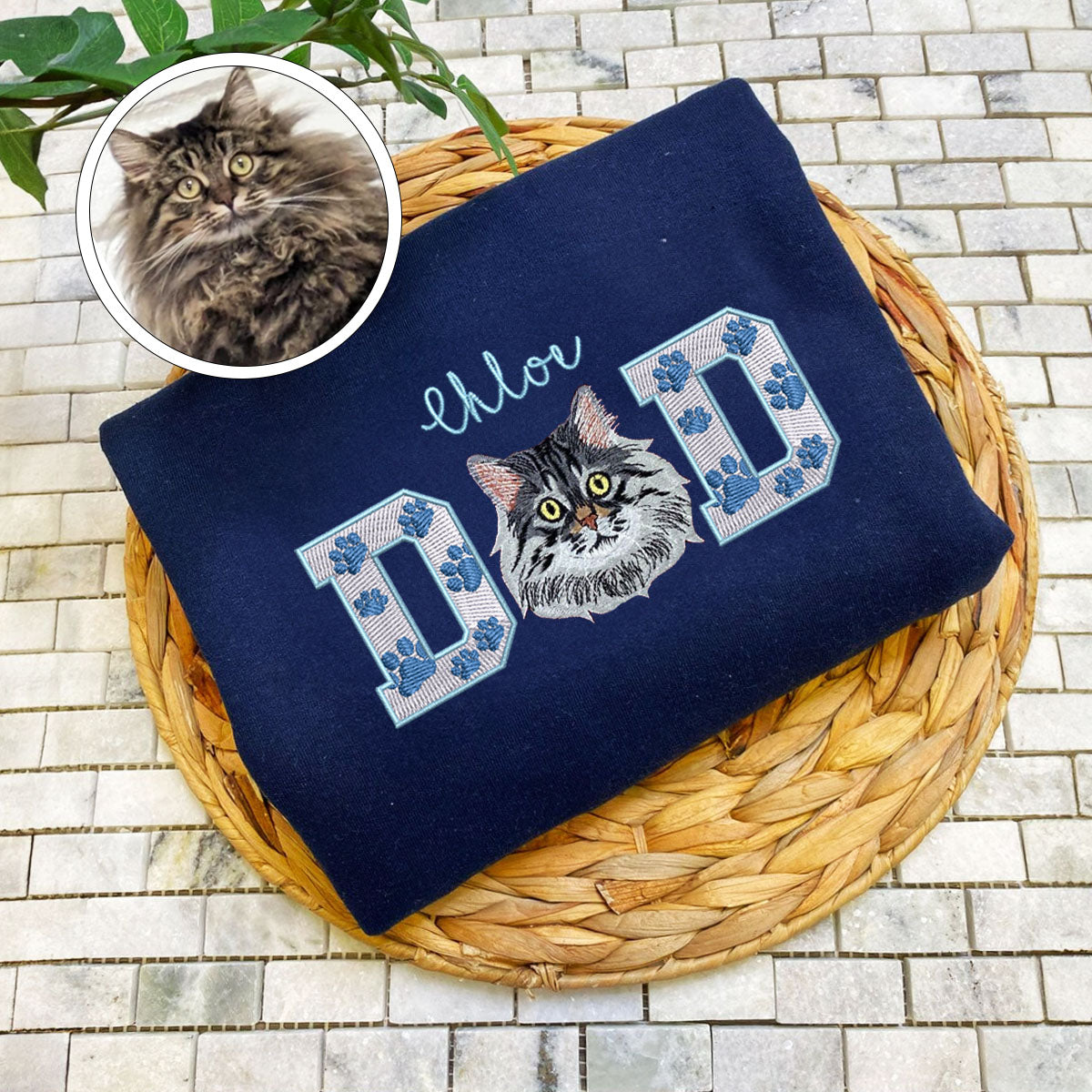 Embroidered Pet Dad Sweatshirt with Pet Photo - Dog Father Gift