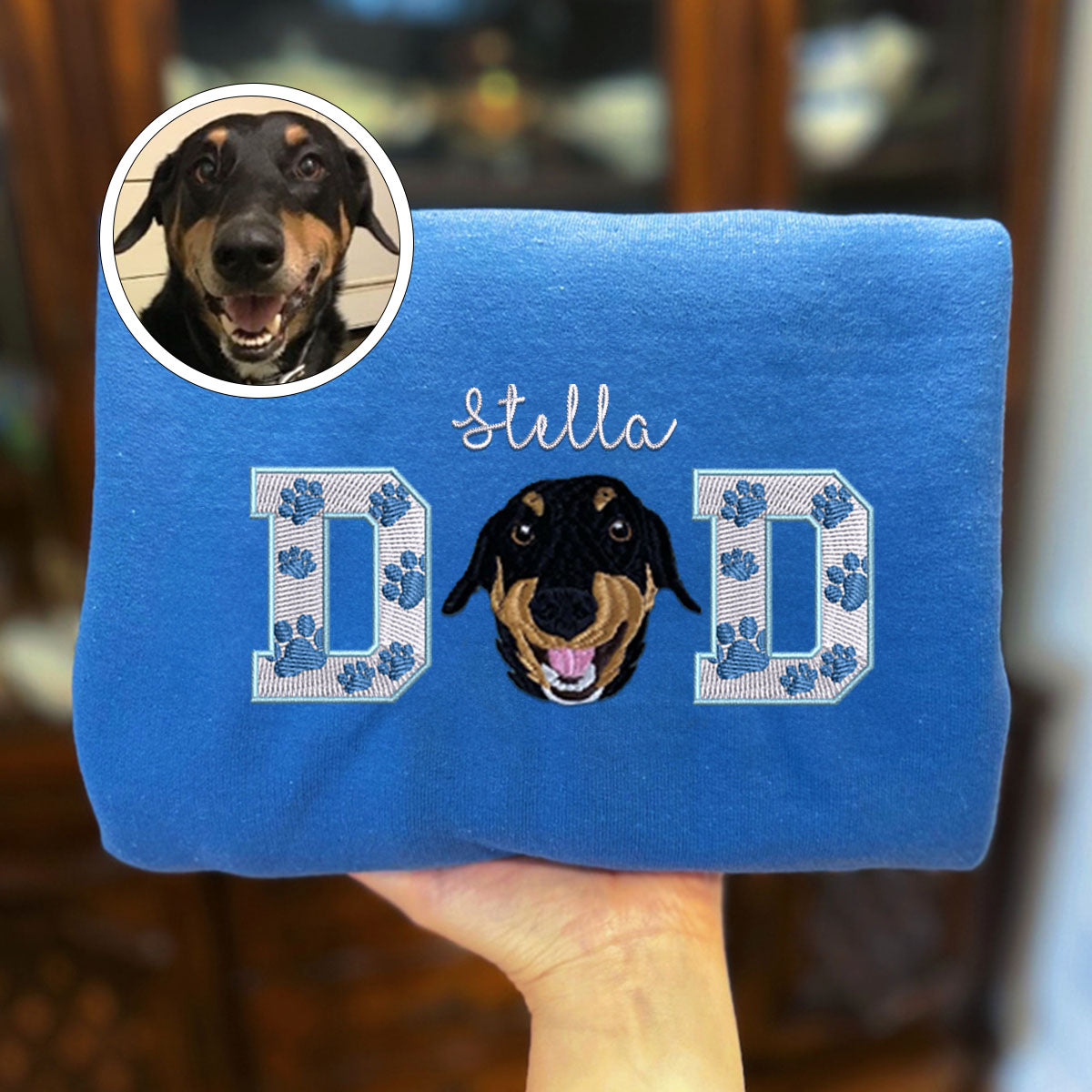 Embroidered Pet Dad Sweatshirt with Pet Photo - Dog Father Gift