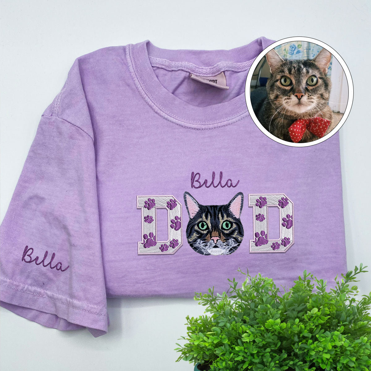 Embroidered Pet Dad T-Shirt with Pet Photo - Dog Father Gift