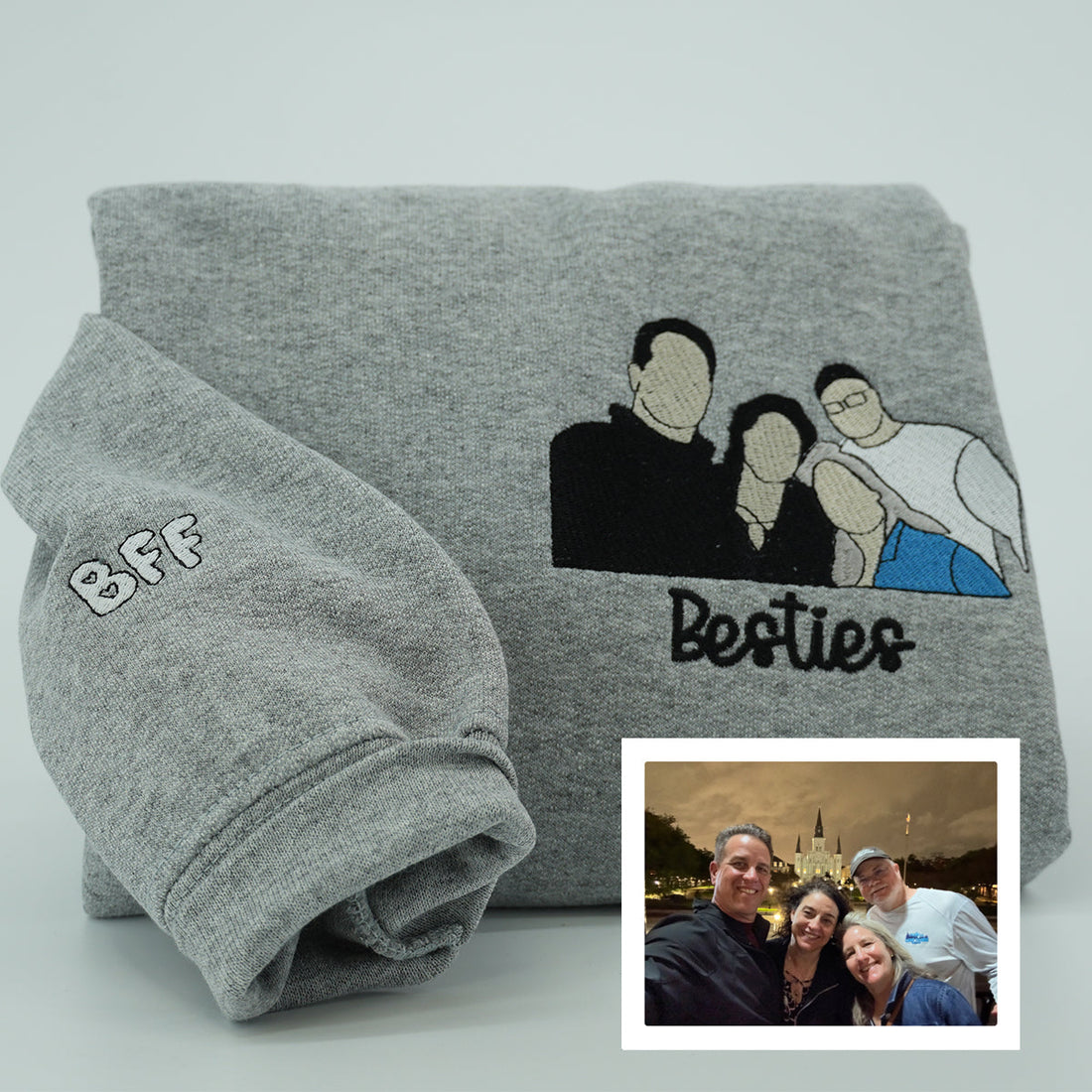 Embroidered Best Friends Hoodie with Photo & Name - Friendship Gift