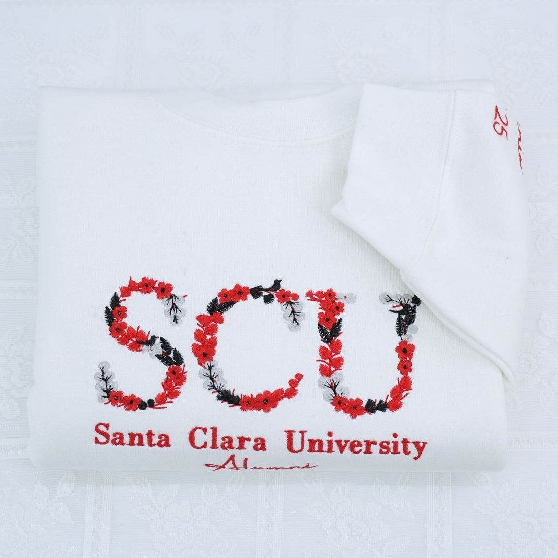 Embroidered College Floral Letter Hoodie - University Freshman Gift