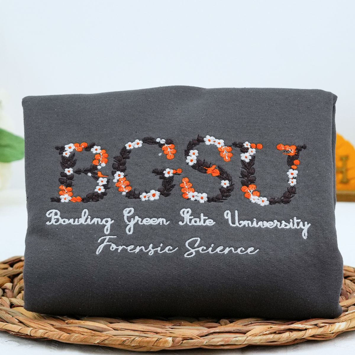 Embroidered College Floral Letter Hoodie - University Freshman Gift
