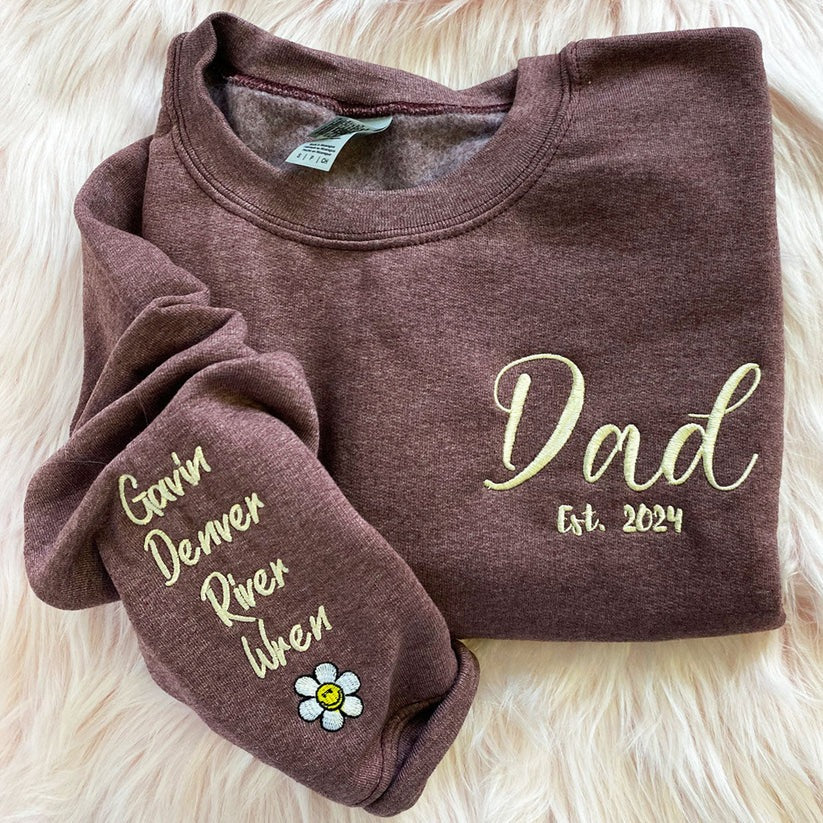 Embroidered Dad Hoodie with Est Year - Father Gift