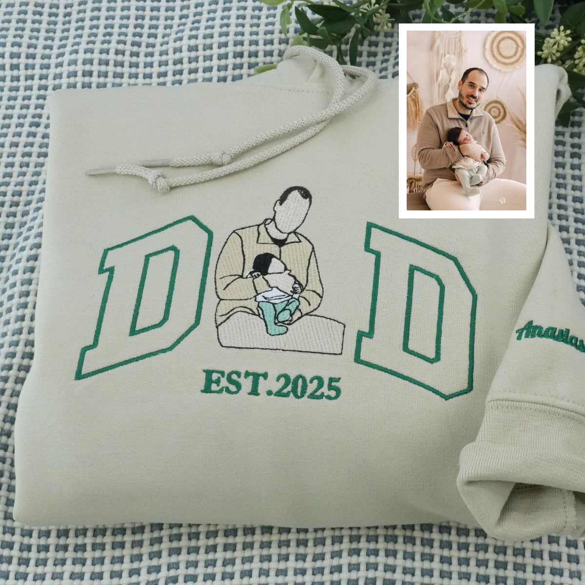 Embroidered Dad & Son Photo Hoodie - Father Son Gift