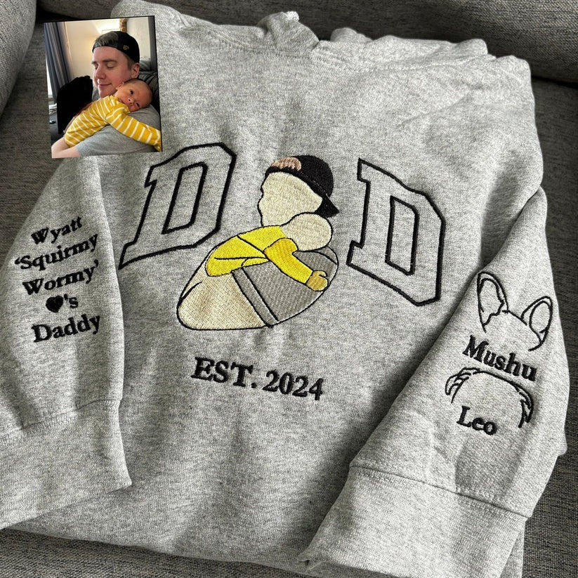Embroidered Dad & Son Photo Hoodie - Father Son Gift