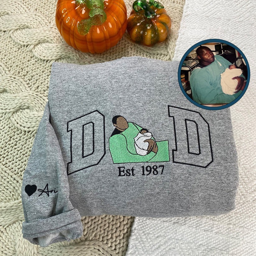 Embroidered Dad & Son Photo Hoodie - Father Son Gift
