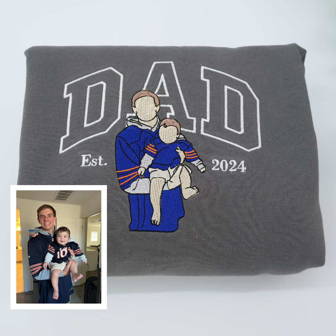 Embroidered Dad & Son Photo Hoodie - Father Son Gift