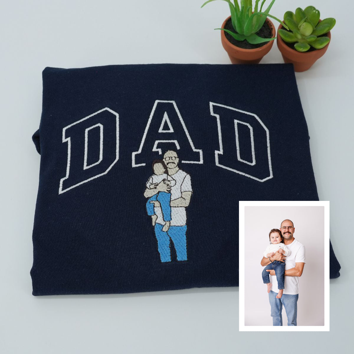 Embroidered Dad & Son Photo Hoodie - Father Son Gift
