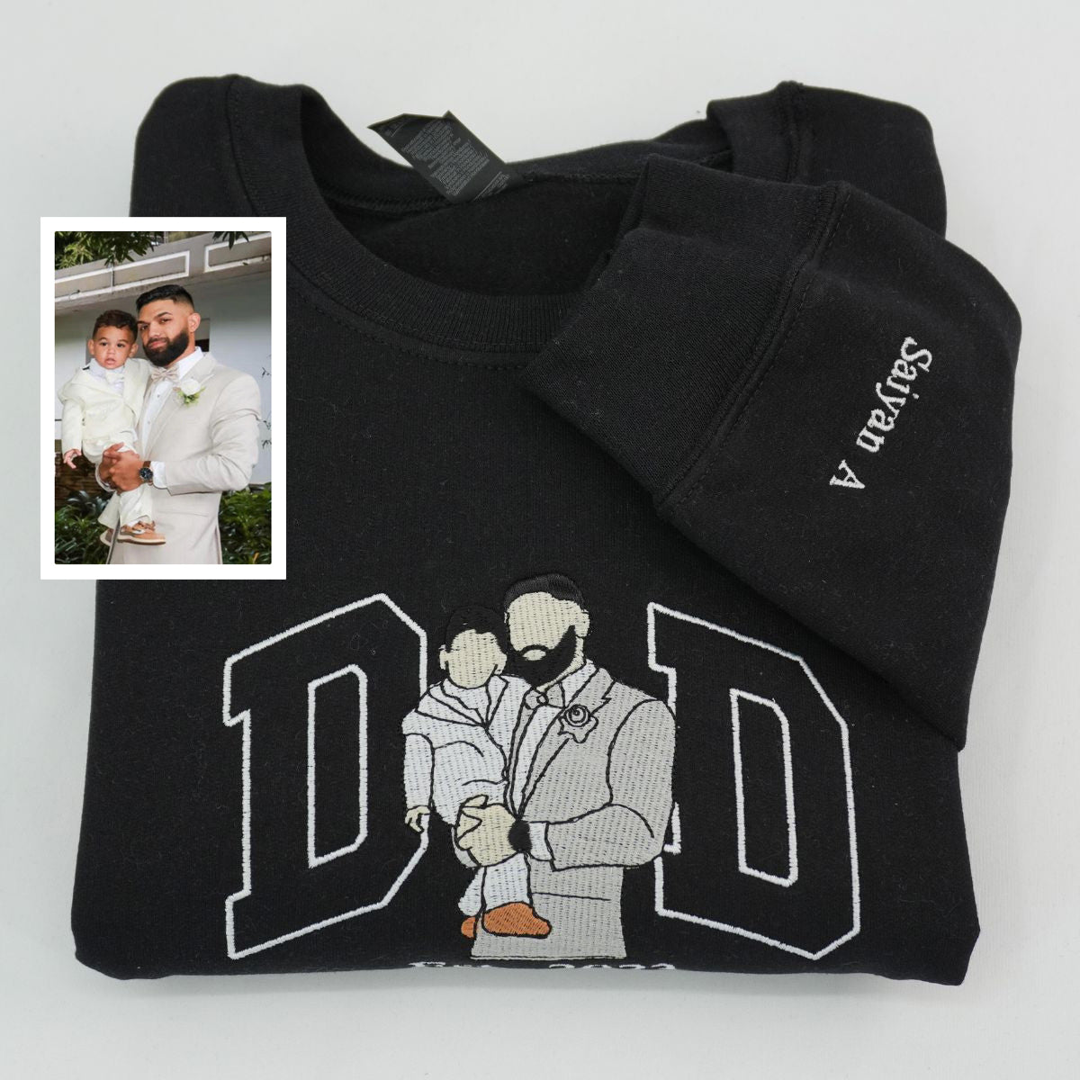 Embroidered Dad & Son Photo Hoodie - Father Son Gift