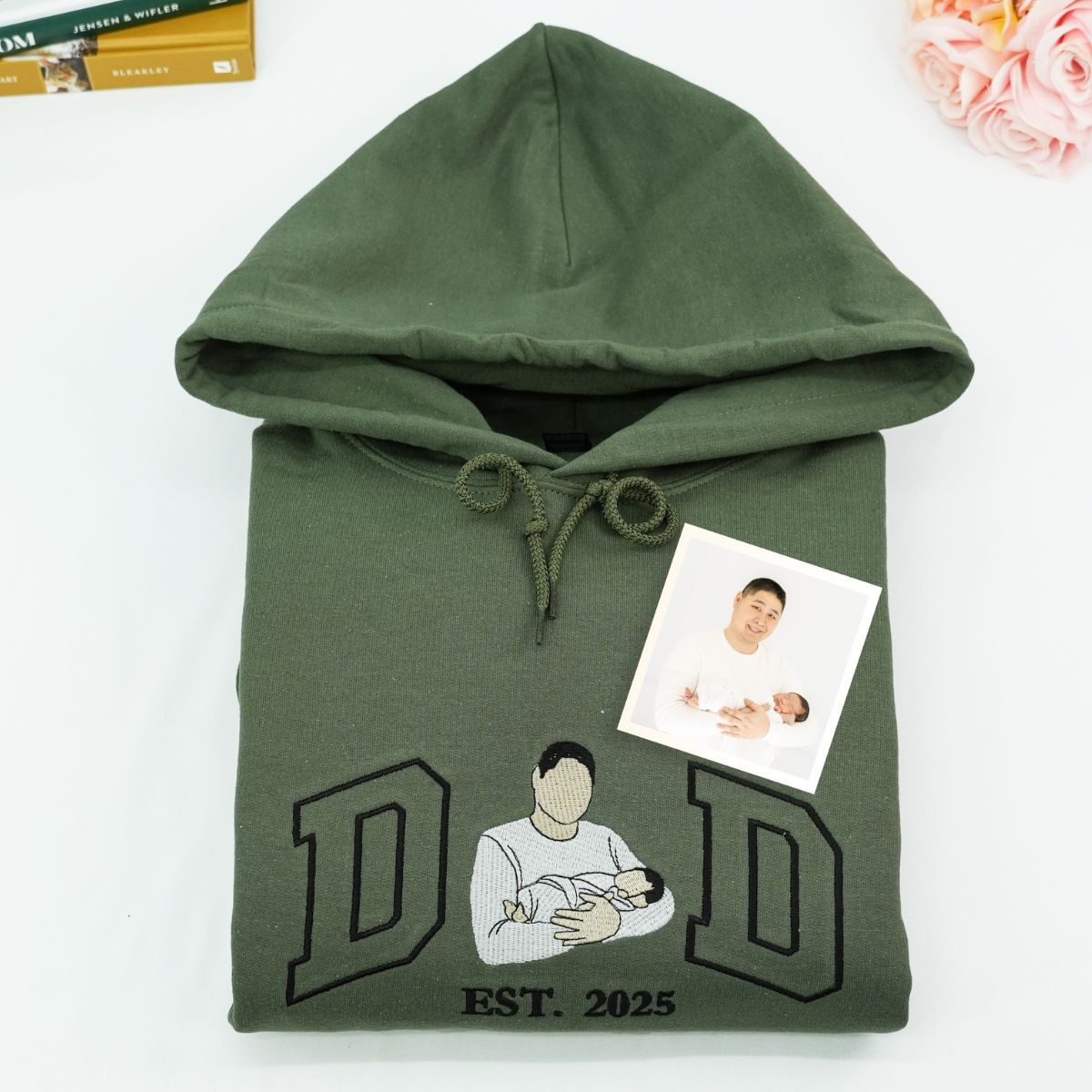 Embroidered Dad & Son Photo Hoodie - Father Son Gift